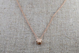 14k Rose Gold Small Flower Clover Diamond Pendent Slider with 16" 14k Rose Gold Chain