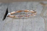 14kt Rose Gold Diamond Ring Marquis Design Vintage Design Rope Classic Milgrain Etching Eternity Stackable