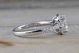 Lab Grown Diamond Clover Halo Cushion Moissanite Diamond Engagement Ring M3065