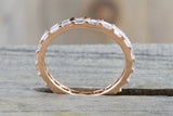 18k Rose Gold Channel Set Dainty Thin Baguette Cut Rectangle Diamond Band Stackable Design