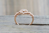 Vermont 14K Rose Gold Classic Diamond Engagement Wedding Promise Vintage Classic Cute Ring Band Arch Shaped