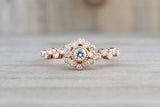 Vermont 14K Rose Gold Classic Diamond Engagement Wedding Promise Vintage Classic Cute Ring Band Arch Shaped