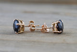 14k Solid Rose Gold Black Onyx Earring Studs Post Push Back Square