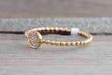 18k Gold Diamond Pave Circle Disk Ball Bead Ring Band FR01004