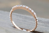 14k Rose Gold Diamond Bead Band Ring Band Stacking