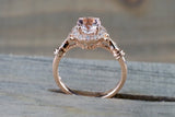 Clovis Art Deco Round Shape Morganite Ring M3066