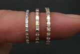 18k Rose Gold Channel Set Dainty Thin Baguette Cut Rectangle Diamond Band Stackable Design