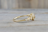 Vermont 14K Yellow Gold Classic Chocalate Diamond Engagement Wedding Promise Vintage Classic Cute Ring Band Arch Shaped