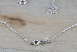 14k White Gold Diamond Dainty Key Pendant Necklace with Chain 16" 18"