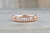 14kt Rose Gold DiamondRing Wide Vintage Antique Art Deco Crown Tiarra Crown Style Design