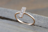 14k Rose Gold Fashion Baguette Diamond Straight Band Ring
