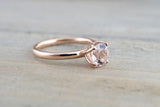 14k Rose Gold Round Morganite Pink Classic flower petal Solitaire Engagement Ring