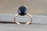14k Rose Gold Oval Black Onyx Prong Engagement Promise Ring Rope Bead Vintage Classic  10x12