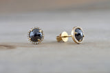 Rose Cut Black Diamond Halo Studs