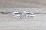 Gold Diamond Pave Disk Ball Bead Signet Ring