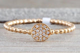 18k Gold Diamond Pave Circle Disk Ball Bead Ring Band FR01004