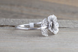 14kt White Gold Diamond Flower Petal Floral Band Promise Ring Anniversary