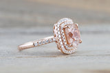 Double Halo Cushion Morganite