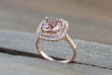 Double Halo Cushion Morganite
