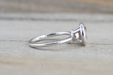 8mm 14k White Gold Round Pink Peach Morganite Bezel Solitaire Engagement Ring Anniversary