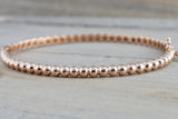 14k Solid Rose Gold Thick Bead Dot Charm Bracelet Dainty Love Oval Fashion Bangle 3.2mm Open