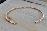14k Solid Rose Gold Thick Bead Dot Charm Bracelet Dainty Love Oval Fashion Bangle 3.2mm Open
