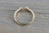 14k Yellow Gold Double Bezel Diamond Open Cuff Fashion Ring Band Midi Ring