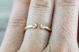 14k Rose Gold Round Cut Diamond Bezel Open Cuff Fashion Stackable Stacking Promise Ring Space