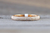 18k Rose Gold Diamond Micro Pave Dome Band Ring B10072