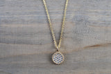 Gold Diamond Disc Round Circle Pendant with Chain Necklace Medallion AN1001