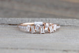 Manhattan 14kt Gold Round Brilliant Baguette Cut Diamond Ring Engagement Wedding Band