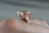 14k Rose Gold 11.5x9.5mm Cushion Morganite With Round Cut Diamonds Art Deco Vintage Design Promise Ring Anniversary