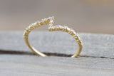 18k Yellow Gold Diamond Baguette Zig Zag Art Deco Fashion Ring