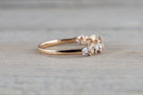 18k Gold Diamond Baguette Zig Zag Marquis and Rectangle Segments Ring Band
