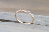 18k Gold Diamond Baguette Zig Zag Marquis and Rectangle Segments Ring Band