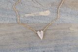 14k Rose Gold Heart Micro Pave Diamond Invisible Dainty Pendant Charm