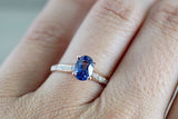 18 Karat Rose Gold Diamond Oval Tanzanite Engagement Ring Anniversary Promise Wedding Band