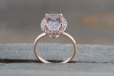 10x8 Oval Morganite Diamond Halo Ring