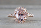 Art Deco Oval Halo Morganite Ring ASPER1430025