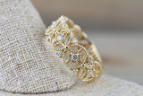 14k Yellow Gold Diamond Milgrain Etched Floral Vintage Anniversary Wedding Wide Right Hand Band Ring