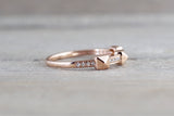 14k Solid Rose Gold Pyramid Diamond Ring Stack Band Stackable