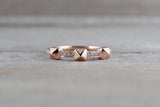 14k Solid Rose Gold Pyramid Diamond Ring Stack Band Stackable