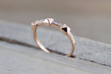14k Solid Rose Gold Pyramid Diamond Ring Stack Band Stackable