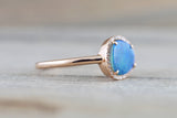 Island 14k Rose Gold Opal Diamond Halo Art Deco Fashion Ring Band