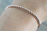 14k Solid Rose Gold Thick Bead Dot Charm Bracelet Dainty Love Oval Fashion Bangle 3.2mm Open