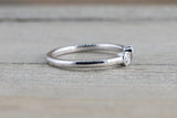 14k White Gold Round Cut Diamond Bezel Open Cuff Stackable Ring Band
