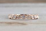 Round Cut Diamond in Marquis and Round Bezel Rope Twined Vine Ring