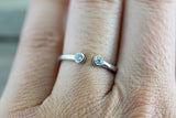 14k White Gold Round Cut Diamond Bezel Open Cuff Stackable Ring Band