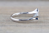 14k White Gold Solid Double Diamond Star Open Ring Band