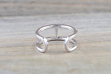 14k White Gold Double Row Diamond Fashion Bar Ring Pointer Band Cuff